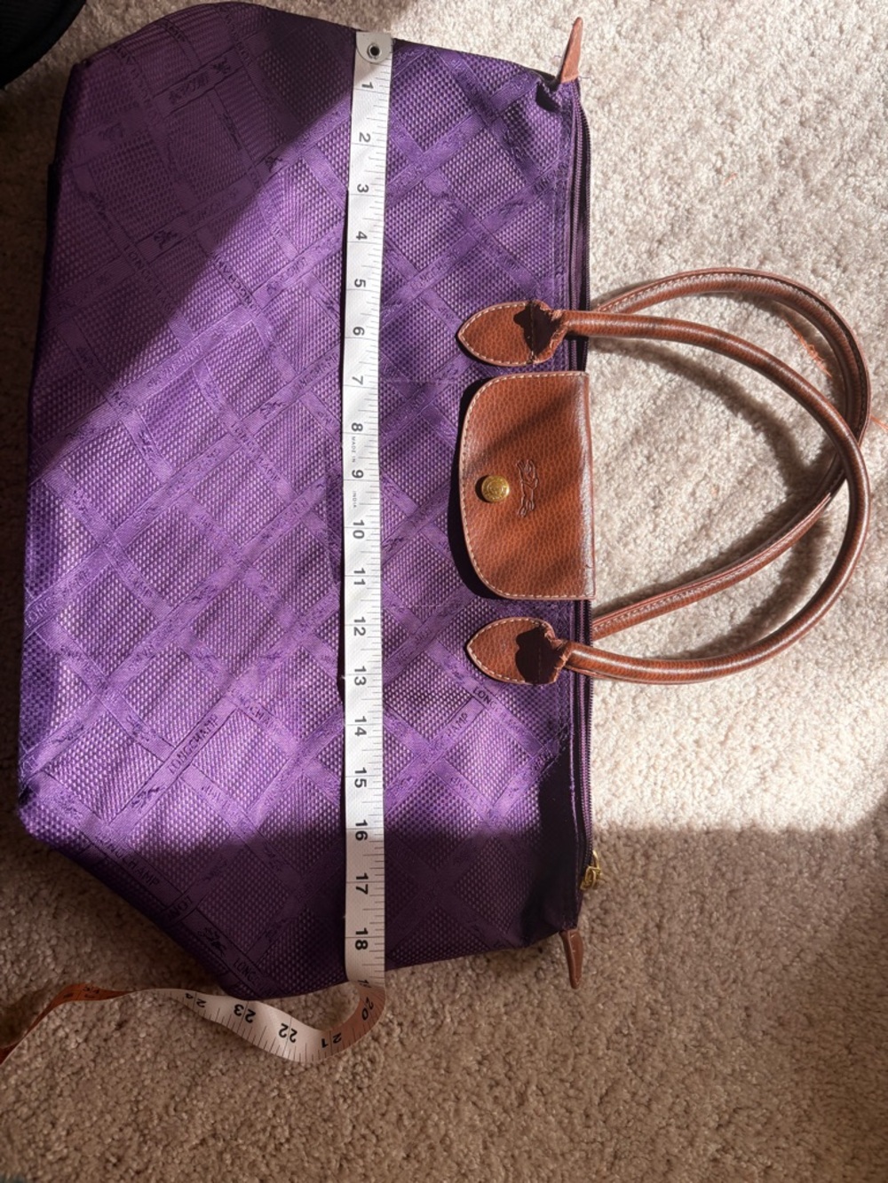 Long Champ le piage purple Tote - Picture 4 of 4